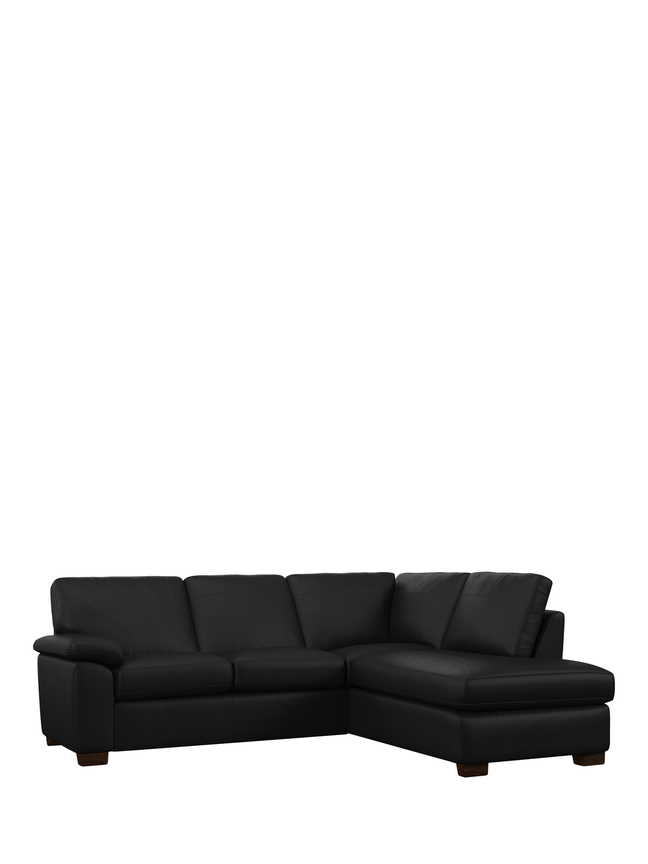 Camden Range, John Lewis Camden RHF Chaise Corner Leather Sofa, Dark Leg, Matt Black