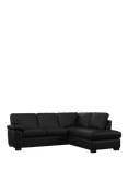 John Lewis Camden RHF Chaise Corner Leather Sofa, Dark Leg