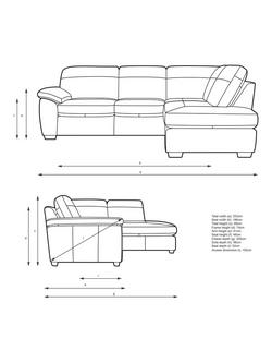 John Lewis Camden RHF Chaise Corner Leather Sofa, Dark Leg - view 2, Matt Black