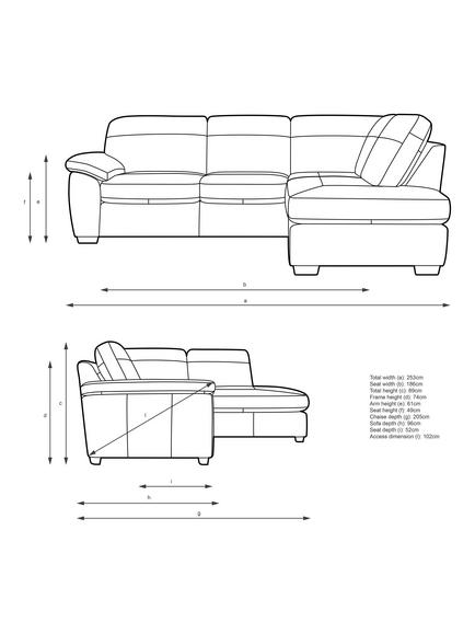 John Lewis Camden RHF Chaise Corner Leather Sofa, Dark Leg - view 2, Matt Black