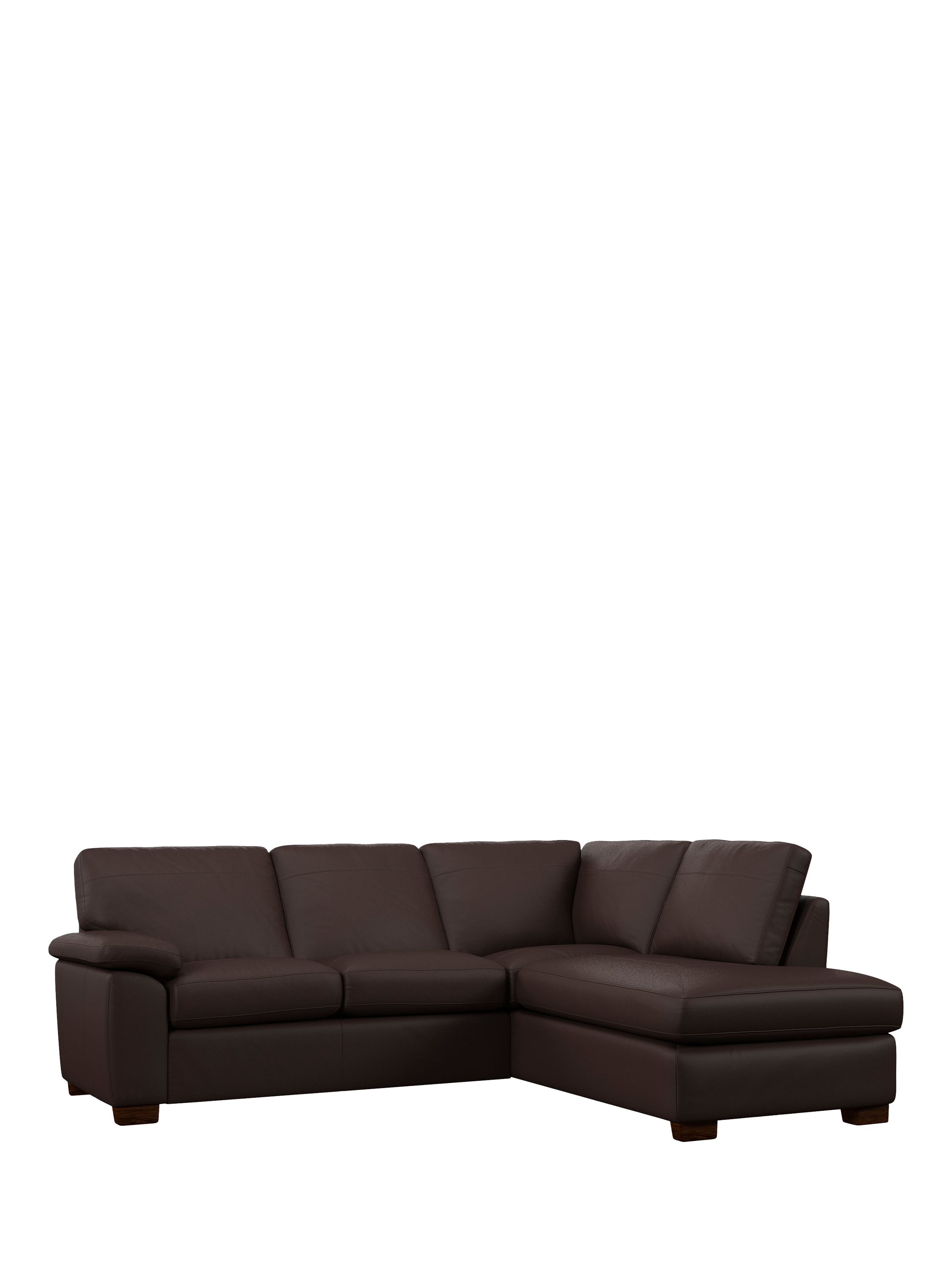 Camden Range, John Lewis Camden RHF Chaise Corner Leather Sofa, Dark Leg, Matt Chocolate