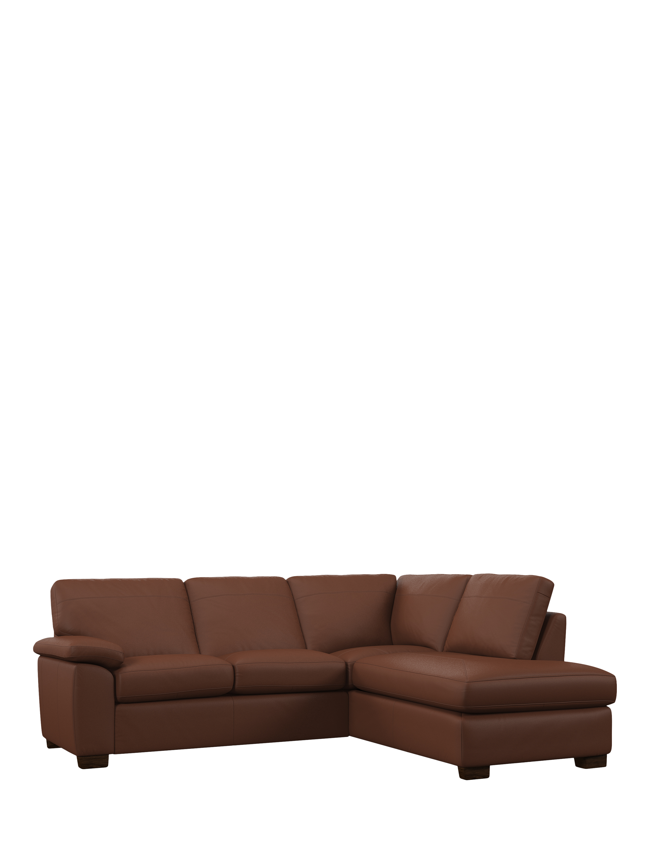 Camden Range, John Lewis Camden RHF Chaise Corner Leather Sofa, Dark Leg, Matt Chestnut