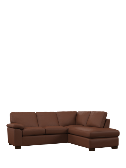 John Lewis Camden RHF Chaise Corner Leather Sofa, Dark Leg, Matt Chestnut
