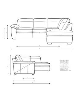 John Lewis Camden RHF Chaise Corner Leather Sofa, Dark Leg - view 2, Matt Navy