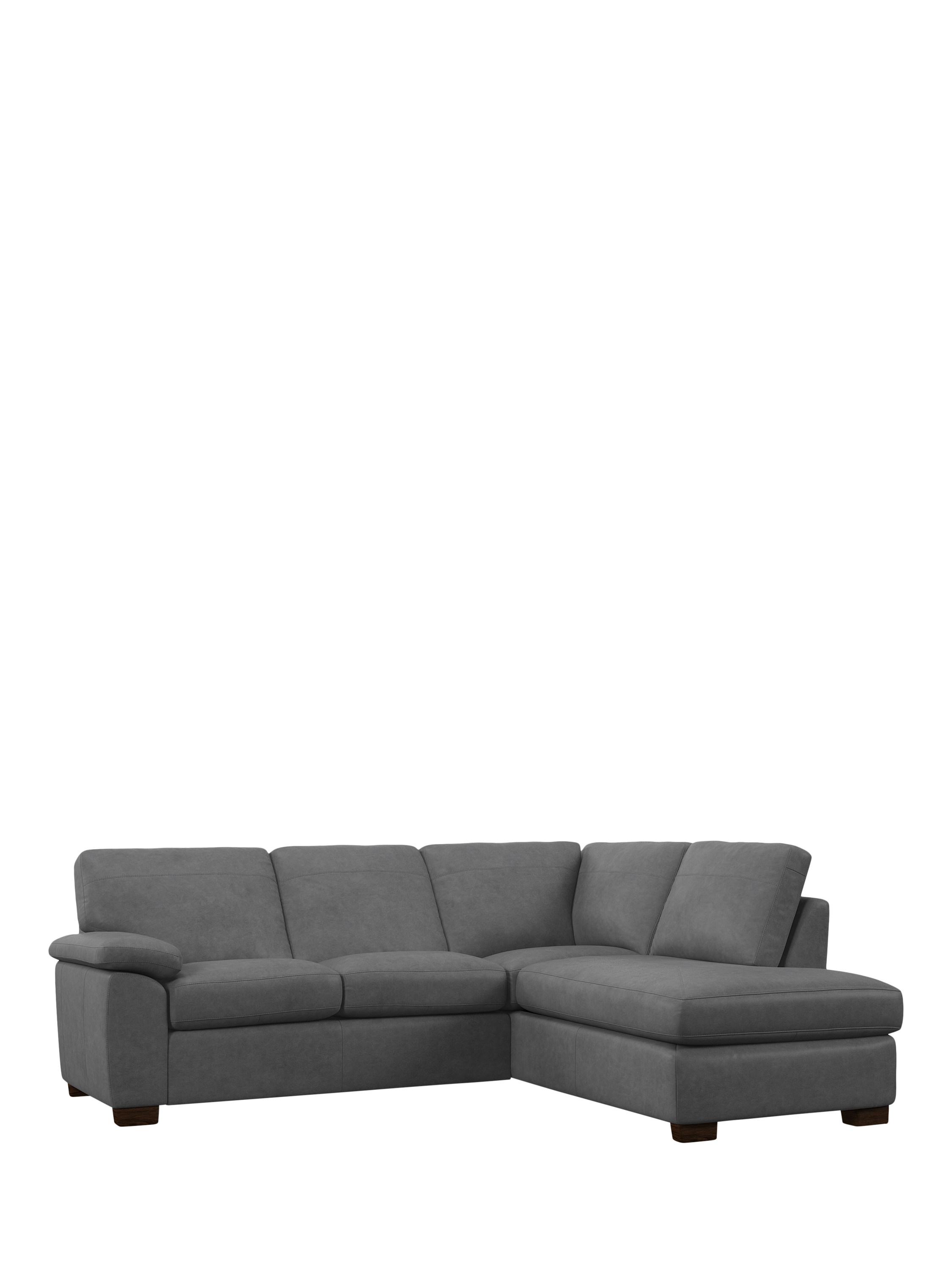 Camden Range, John Lewis Camden RHF Chaise Corner Leather Sofa, Dark Leg, Vintage Shadow