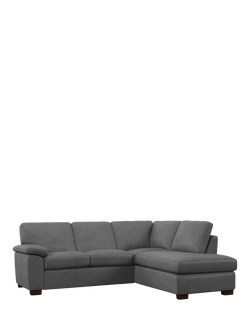 John Lewis Camden RHF Chaise Corner Leather Sofa, Dark Leg, Vintage Shadow