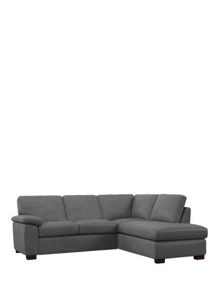John Lewis Camden RHF Chaise Corner Leather Sofa, Dark Leg, Vintage Shadow