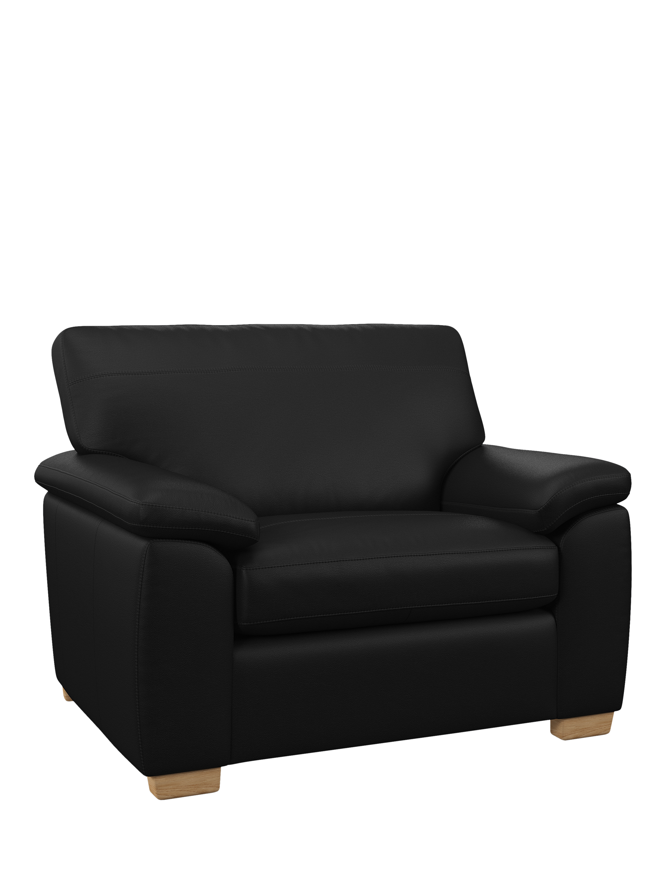 Camden Range, John Lewis Leather Loveseat, Light Leg, Matt Black