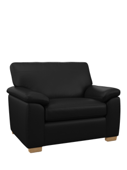John Lewis Leather Loveseat, Light Leg, Matt Black
