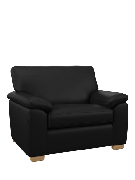 John Lewis Leather Loveseat, Light Leg, Matt Black