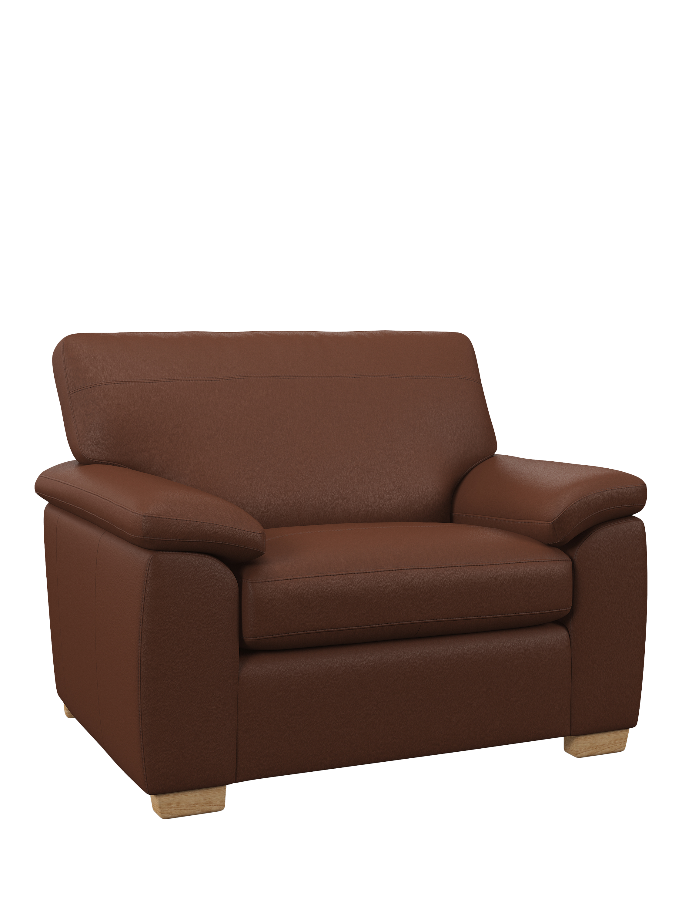 Camden Range, John Lewis Leather Loveseat, Light Leg, Matt Chestnut
