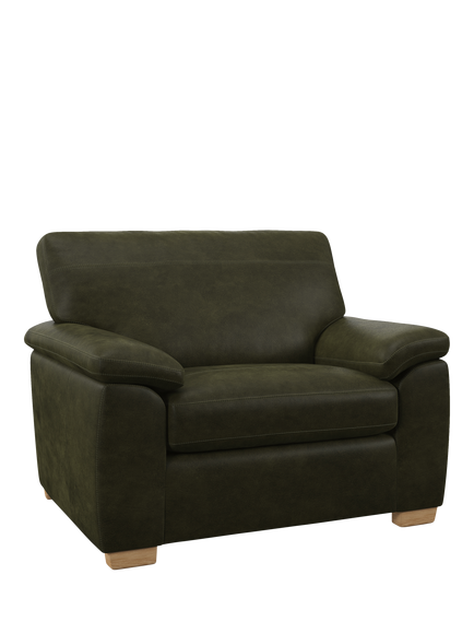 John Lewis Leather Loveseat, Light Leg, Demetra Green