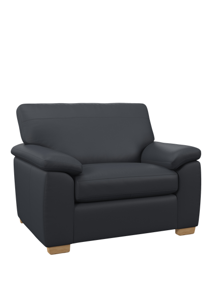 John Lewis Leather Loveseat, Light Leg, Matt Navy