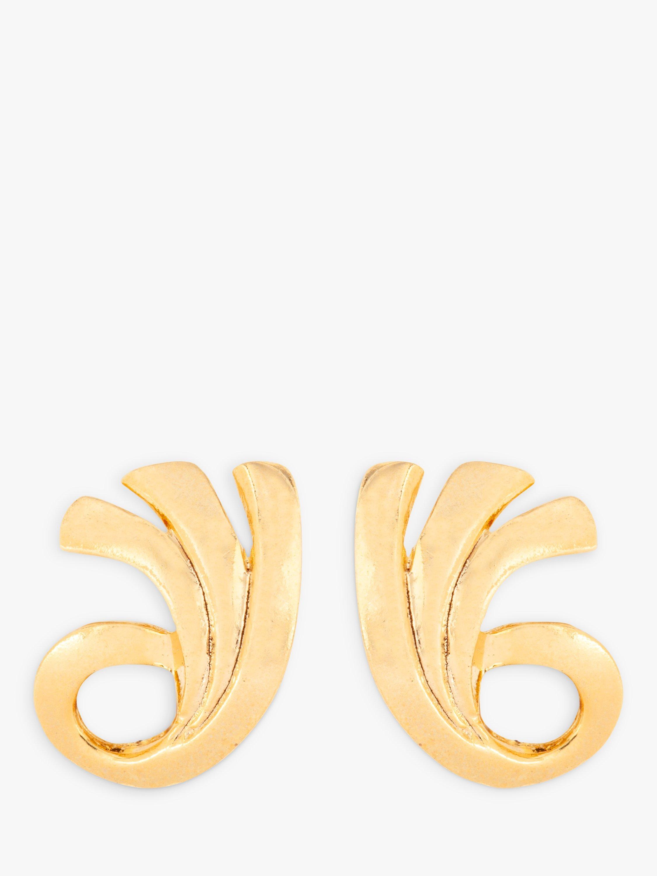 Product image 1 of 1, which shows Susan Caplan Swirl Effect Clip-On Earrings, Gold