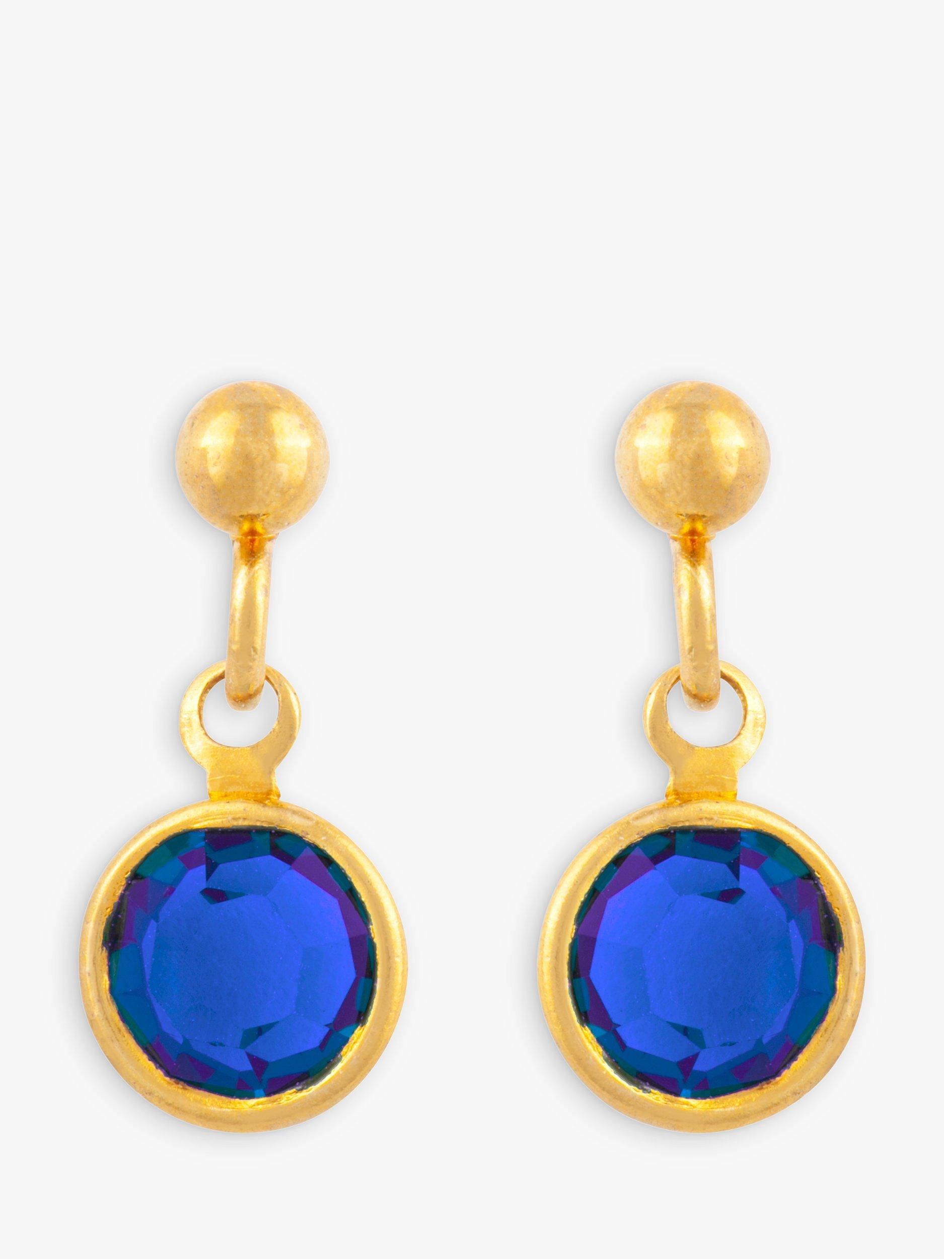 Susan Caplan Sapphire Swarovski Crystal Drop Earrings, Gold