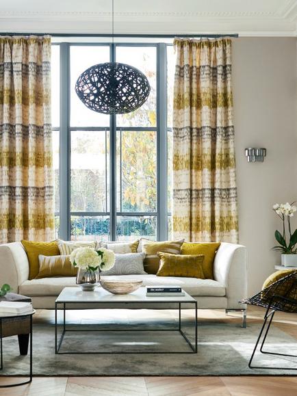 Harlequin Pontia Furnishing Fabric, Ochre/Steel - view 2, Ochre/Steel