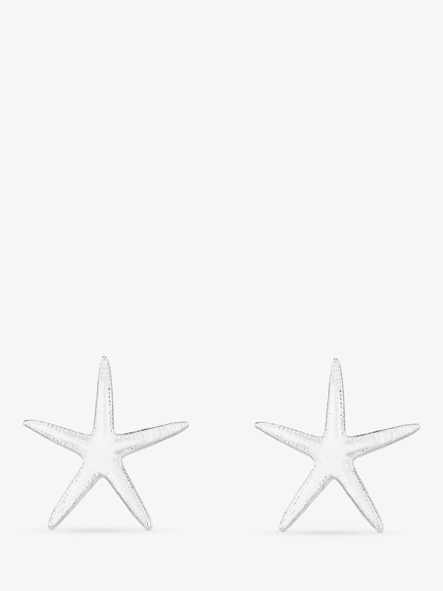 Orelia Large Starfish Stud Earrings, Silver