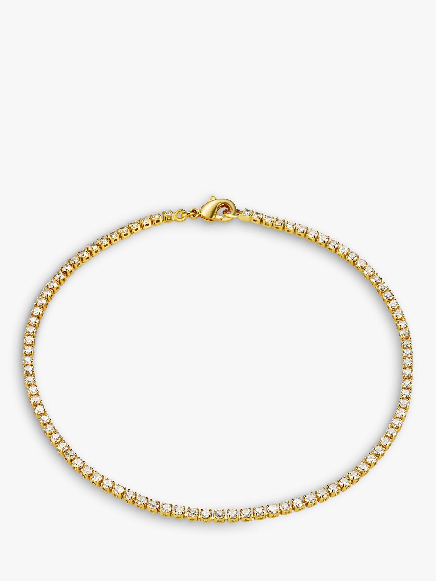 Orelia Crystal Tennis Anklet, Gold