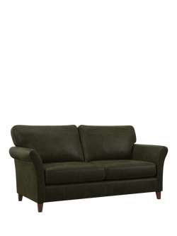 John Lewis Charlotte II Grand 4 Seater Leather Sofa, Dark Leg, Demetra Green