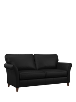 John Lewis Charlotte II Grand 4 Seater Leather Sofa, Dark Leg, Matt Black