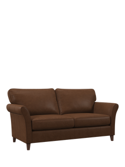 John Lewis Charlotte II Grand 4 Seater Leather Sofa, Dark Leg, Vintage Toffee