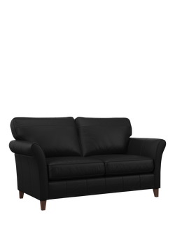 John Lewis Charlotte II Large 3 Seater Leather Sofa, Dark Leg, Matt Black