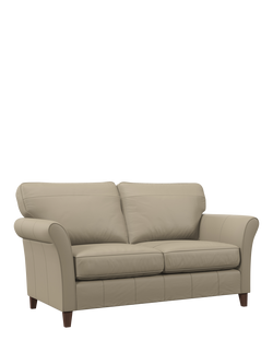 John Lewis Charlotte II Large 3 Seater Leather Sofa, Dark Leg, Matt Pearl