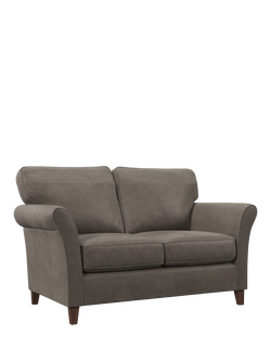 John Lewis Charlotte II Medium 2 Seater Leather Sofa, Dark Leg, Demetra Grey