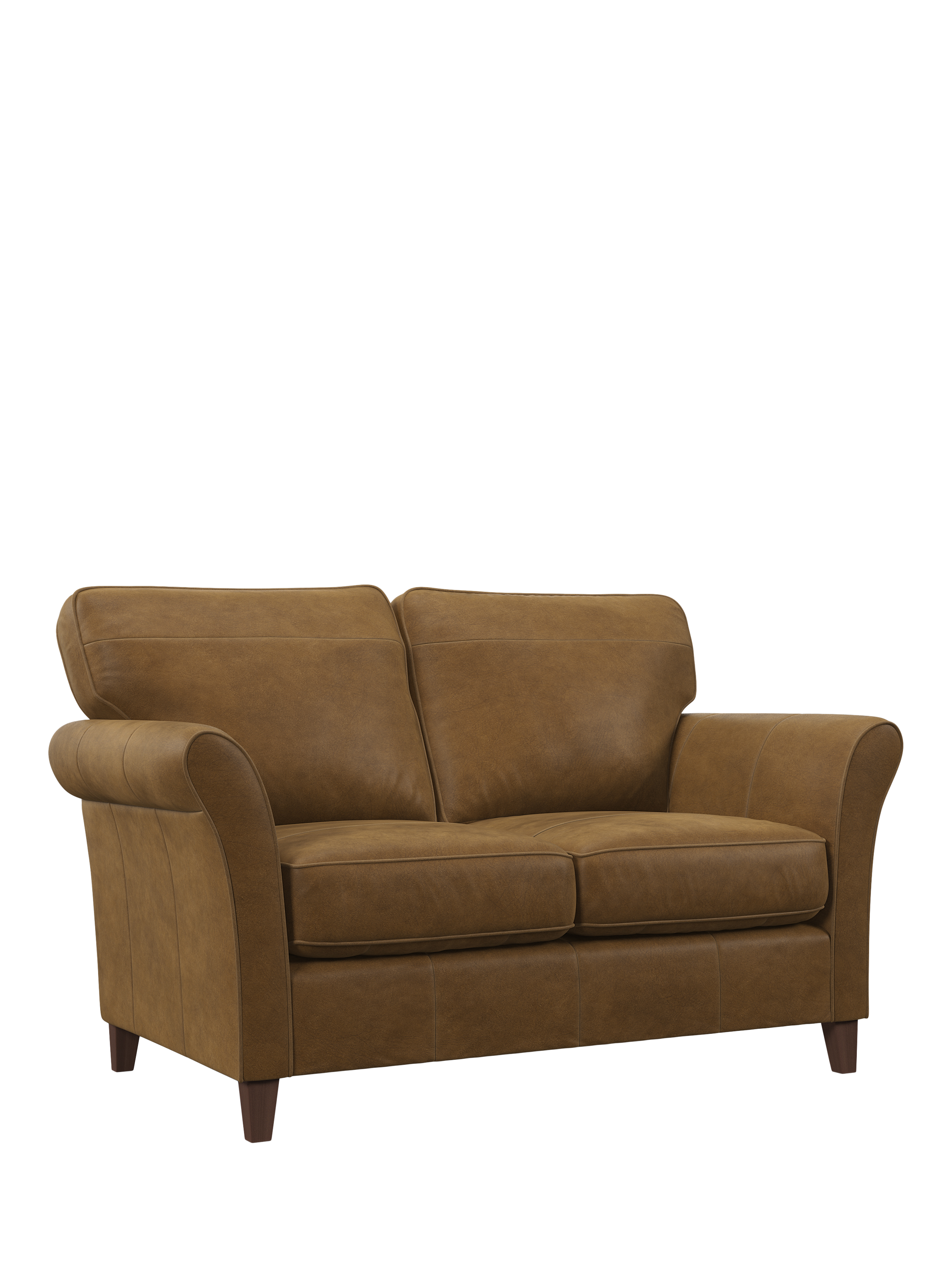 Charlotte II Range, John Lewis Charlotte II Medium 2 Seater Leather Sofa, Dark Leg, Demetra Light Tan