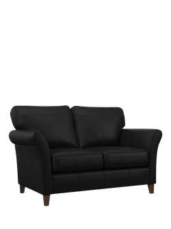 John Lewis Charlotte II Medium 2 Seater Leather Sofa, Dark Leg, Matt Black