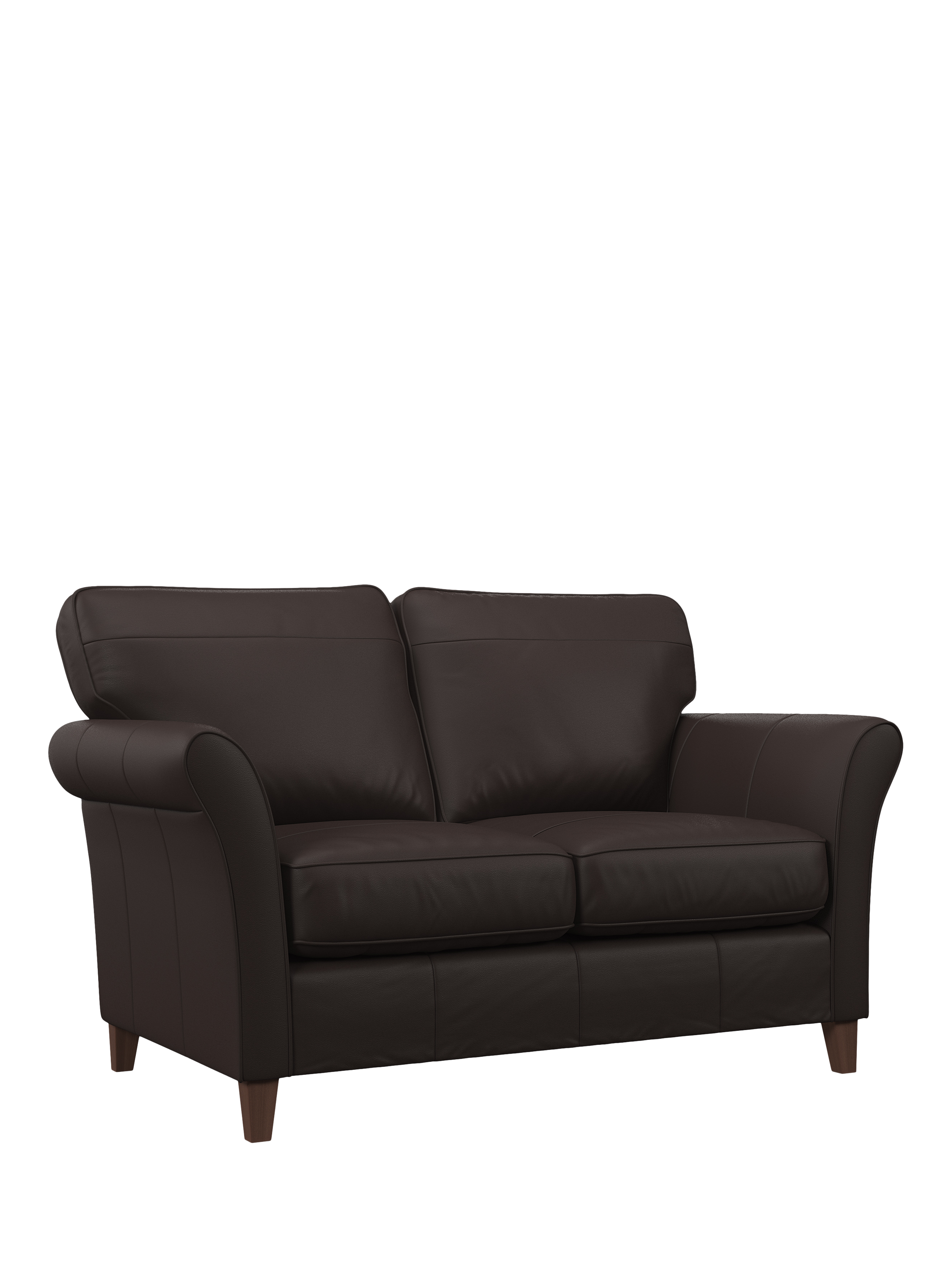 Charlotte II Range, John Lewis Charlotte II Medium 2 Seater Leather Sofa, Dark Leg, Matt Chocolate