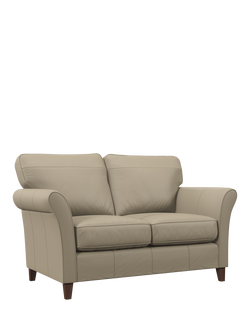 John Lewis Charlotte II Medium 2 Seater Leather Sofa, Dark Leg, Matt Pearl