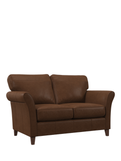John Lewis Charlotte II Medium 2 Seater Leather Sofa, Dark Leg, Vintage Toffee