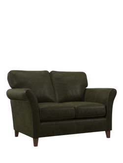John Lewis Charlotte II Small 2 Seater Leather Sofa, Dark Leg, Demetra Green