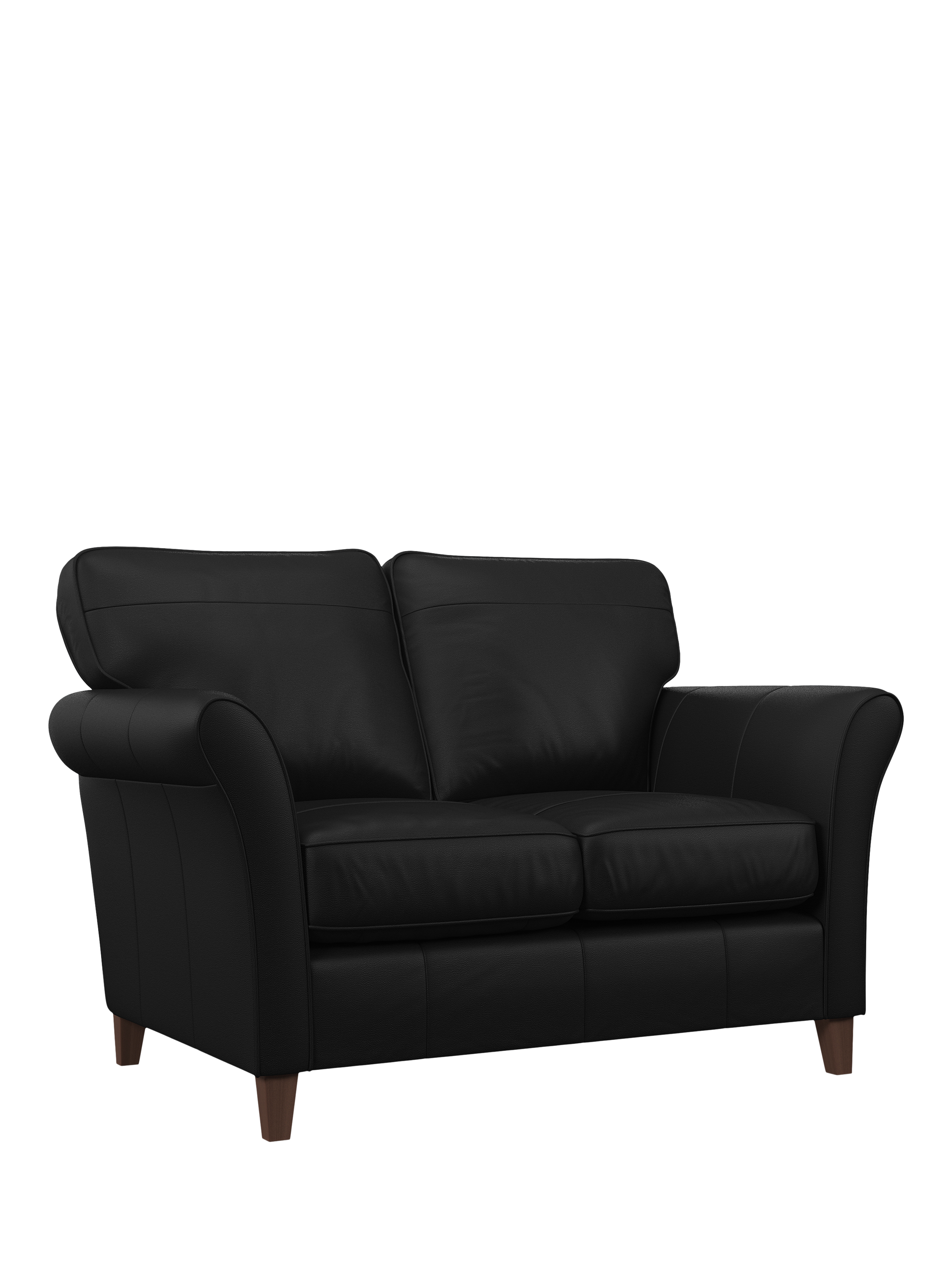 Charlotte II Range, John Lewis Charlotte II Small 2 Seater Leather Sofa, Dark Leg, Matt Black