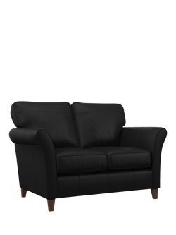 John Lewis Charlotte II Small 2 Seater Leather Sofa, Dark Leg, Matt Black