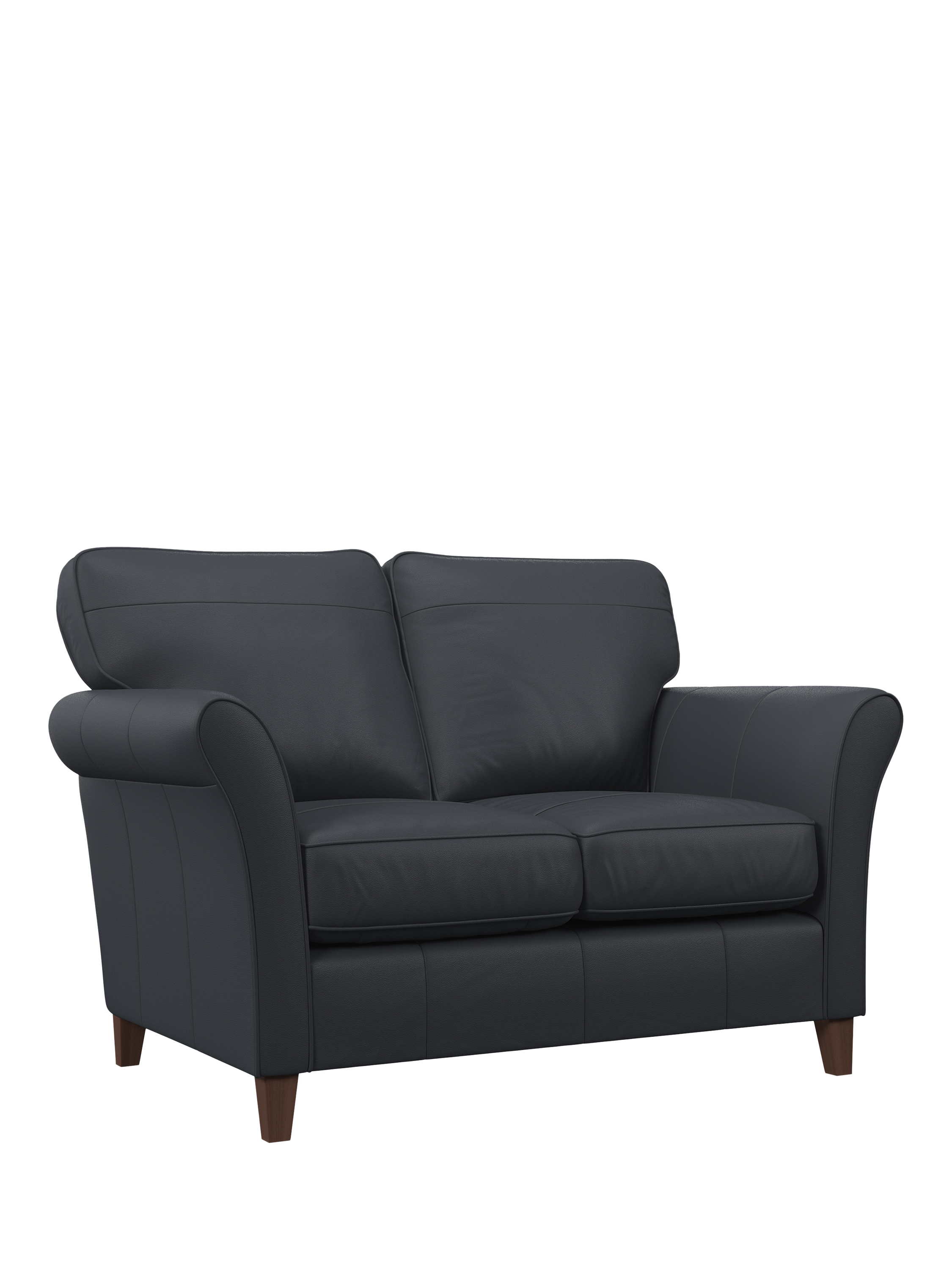Charlotte II Range, John Lewis Charlotte II Small 2 Seater Leather Sofa, Dark Leg, Matt Navy
