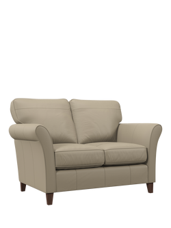 John Lewis Charlotte II Small 2 Seater Leather Sofa, Dark Leg, Matt Pearl
