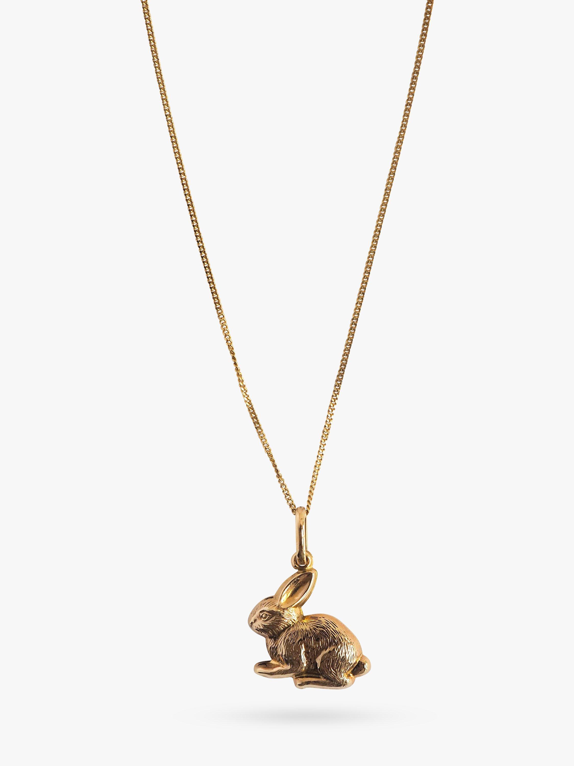 L & T Heirlooms Pre-Loved 9ct Yellow Gold Rabbit Charm Pendant Necklace, Gold