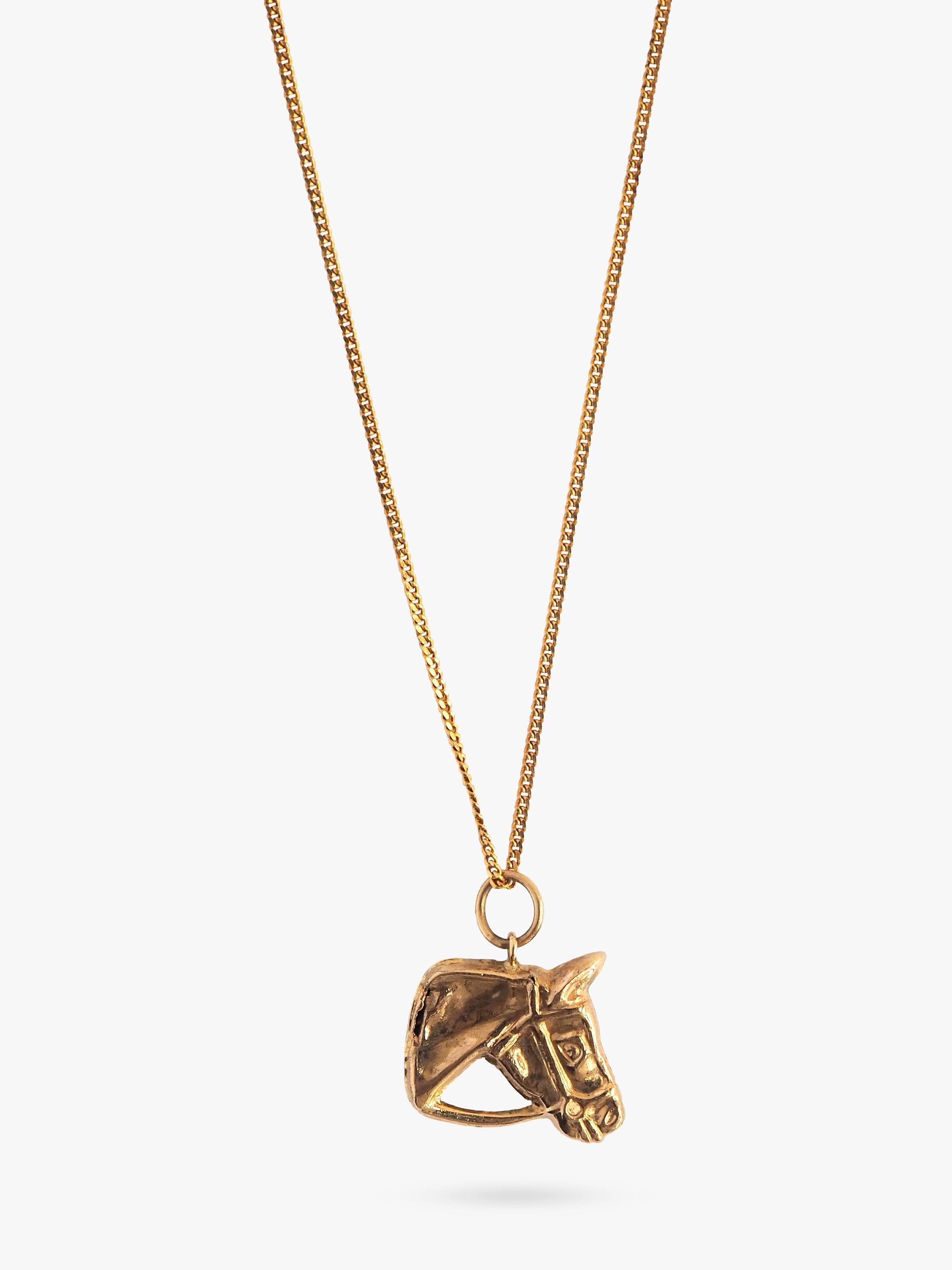 L & T Heirlooms Pre-Loved 9ct Yellow Gold Horse Head Pendant Necklace, Dated Circa 1983, Gold