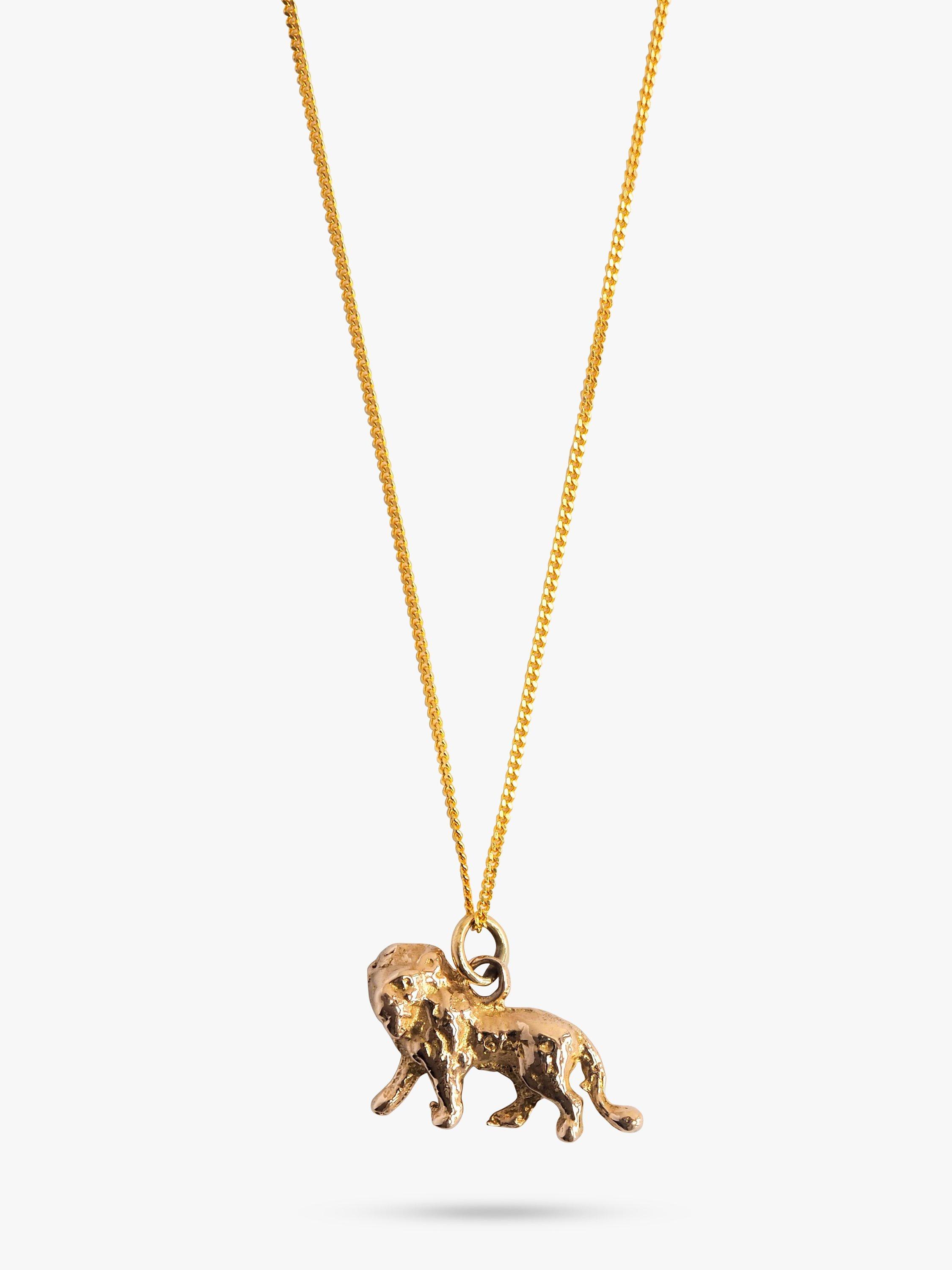 L & T Heirlooms Pre-Loved 9ct Yellow Gold Lion Charm Pendant Necklace, Gold