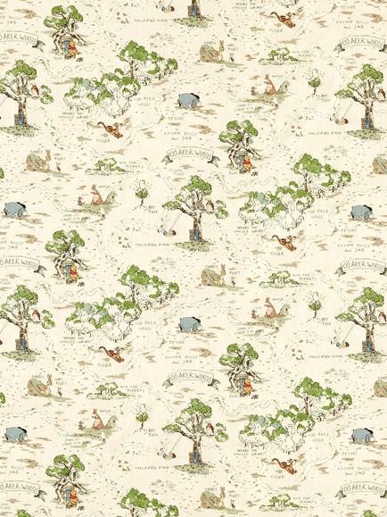Sanderson 100 Acre Wood Oilcloth Tablecloth Fabric, Cashew, Cashew