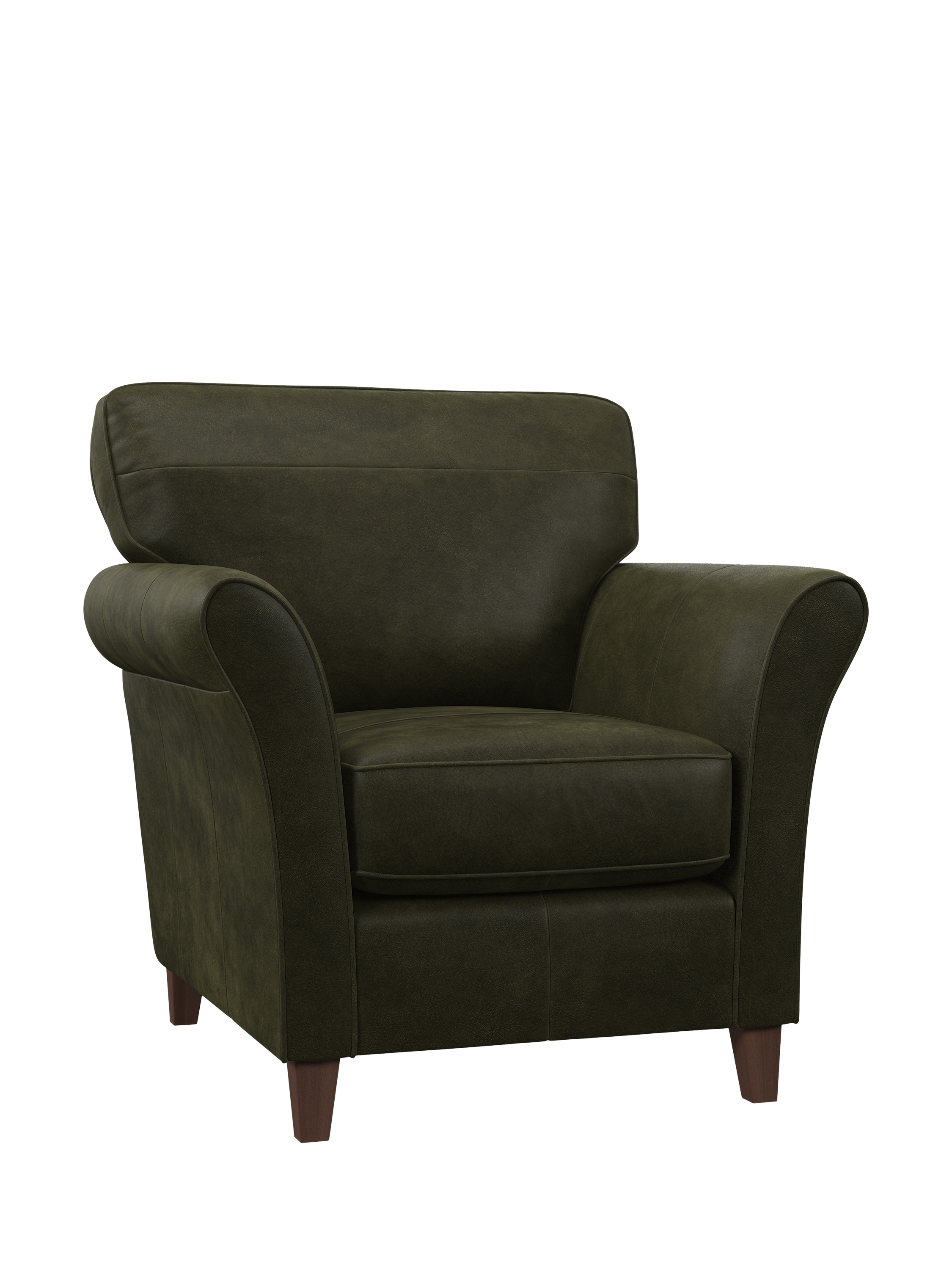 Charlotte Range, John Lewis Charlotte II Leather Armchair, Dark Leg, Demetra Green