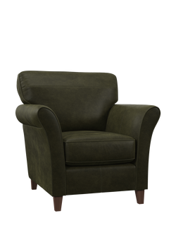John Lewis Charlotte II Leather Armchair, Dark Leg, Demetra Green