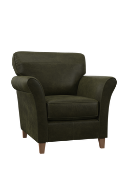 John Lewis Charlotte II Leather Armchair, Light Leg, Demetra Green