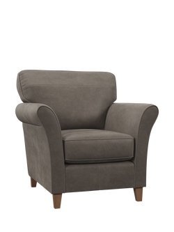 John Lewis Charlotte II Leather Armchair, Light Leg, Demetra Grey