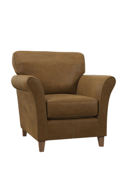John Lewis Charlotte II Leather Armchair, Light Leg, Demetra Light Tan