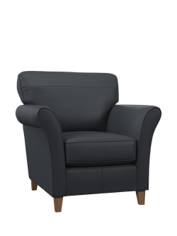 John Lewis Charlotte II Leather Armchair, Light Leg, Matt Navy