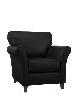 John Lewis Charlotte II Leather Armchair, Dark Leg, Matt Black