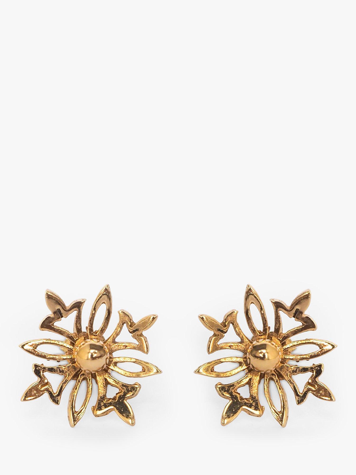 L & T Heirlooms Pre-Loved 9ct Yellow Gold Floral Stud Earrings